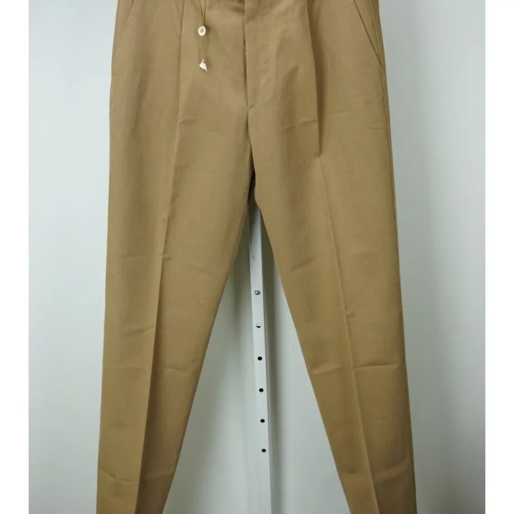 Luigi Borrelli Medium Brown 100% Cotton Pants Sz 52 NEW